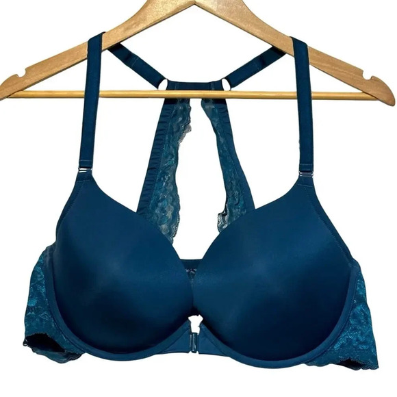 Torrid Curves 44C Teal Racerback Lace Bra Underwire Molded Cups Sexy Plus-Size - Picture 1 of 8